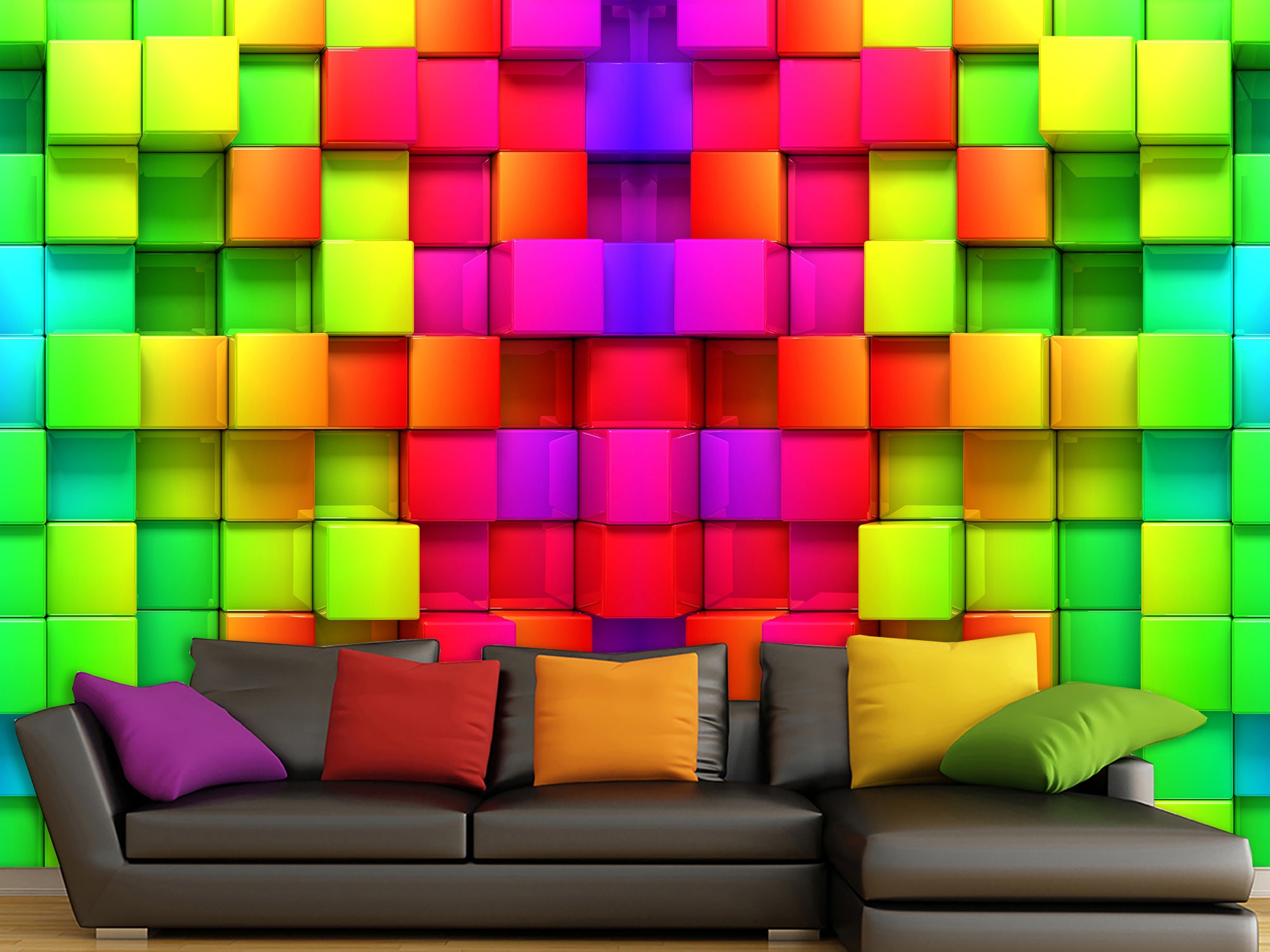 Різнокольорові куби , фотошпалери на стіну