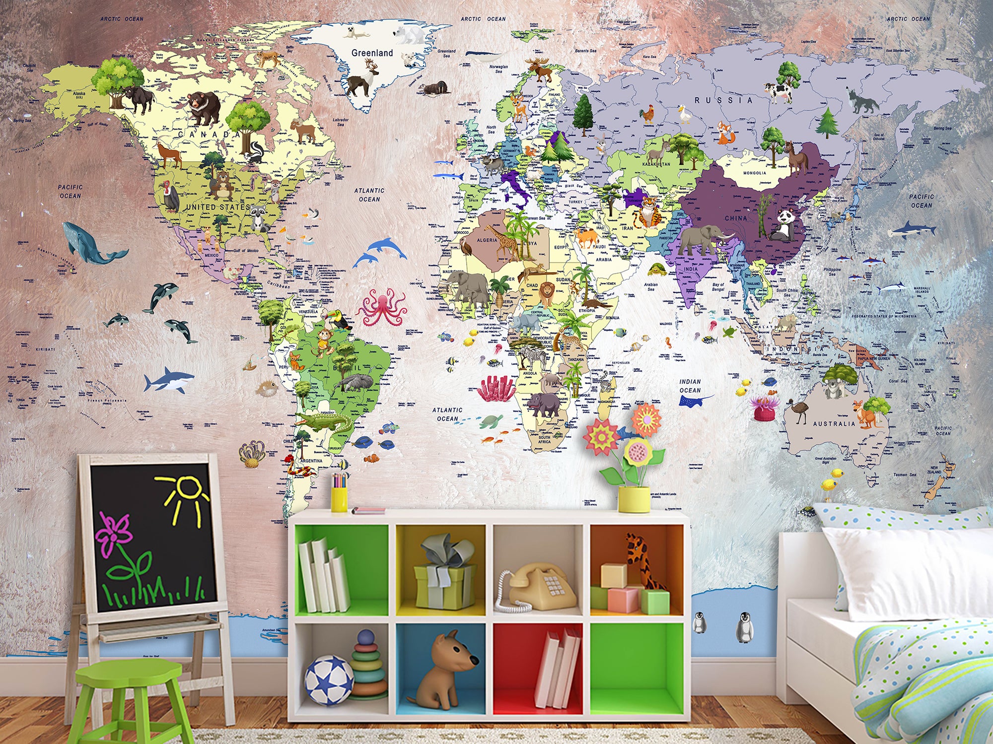 Дитяча мапа світу , фотошпалери на стіну