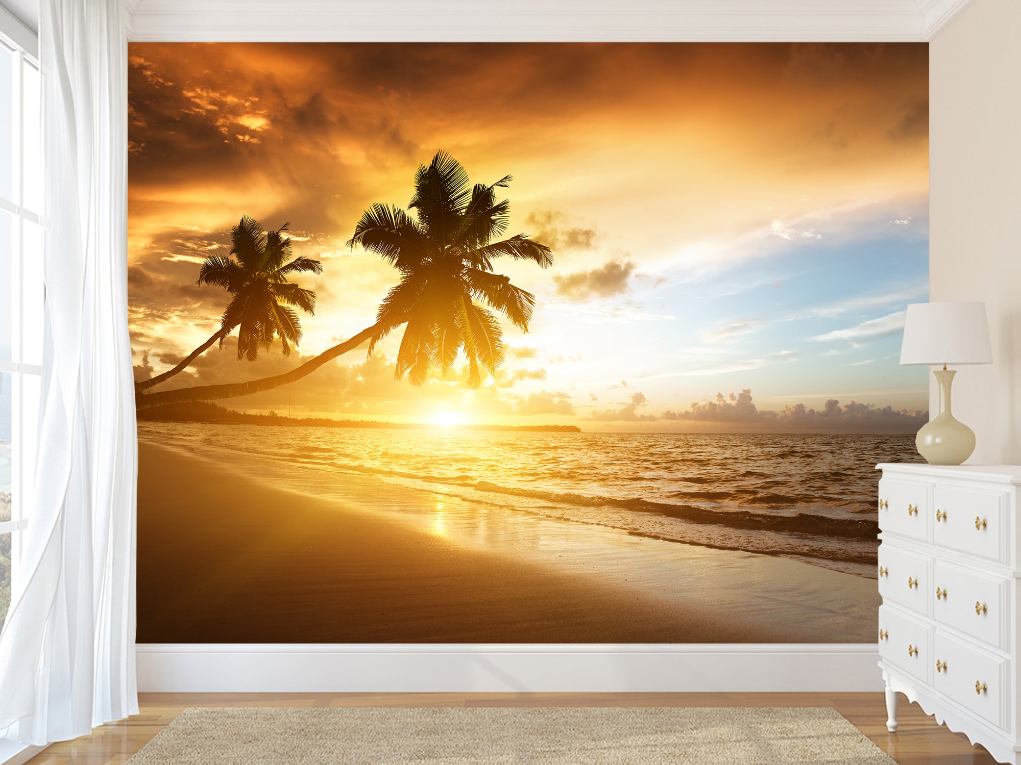 Схід сонця на пляжі , фотошпалери на стіну