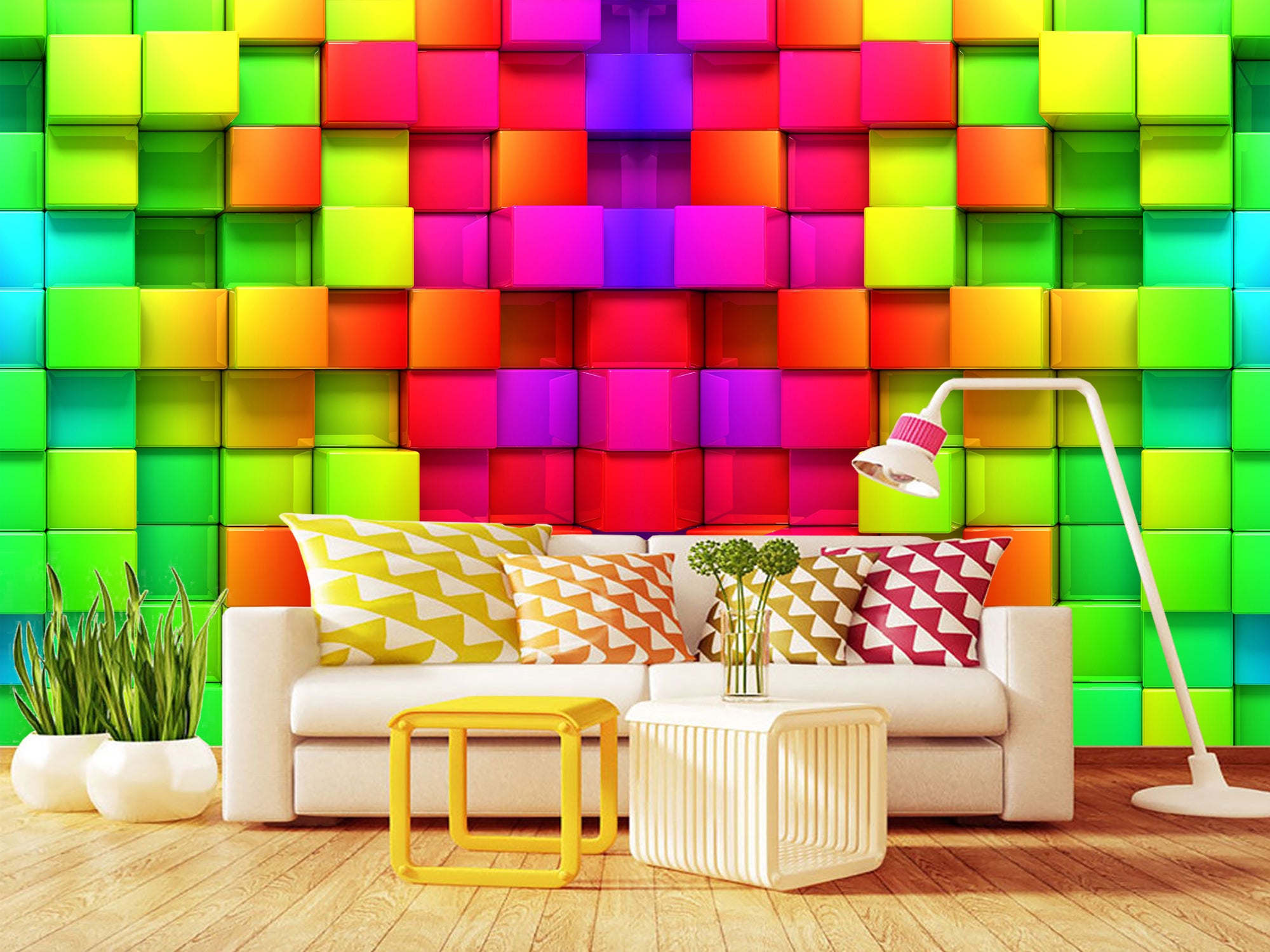 Різнокольорові куби , фотошпалери на стіну