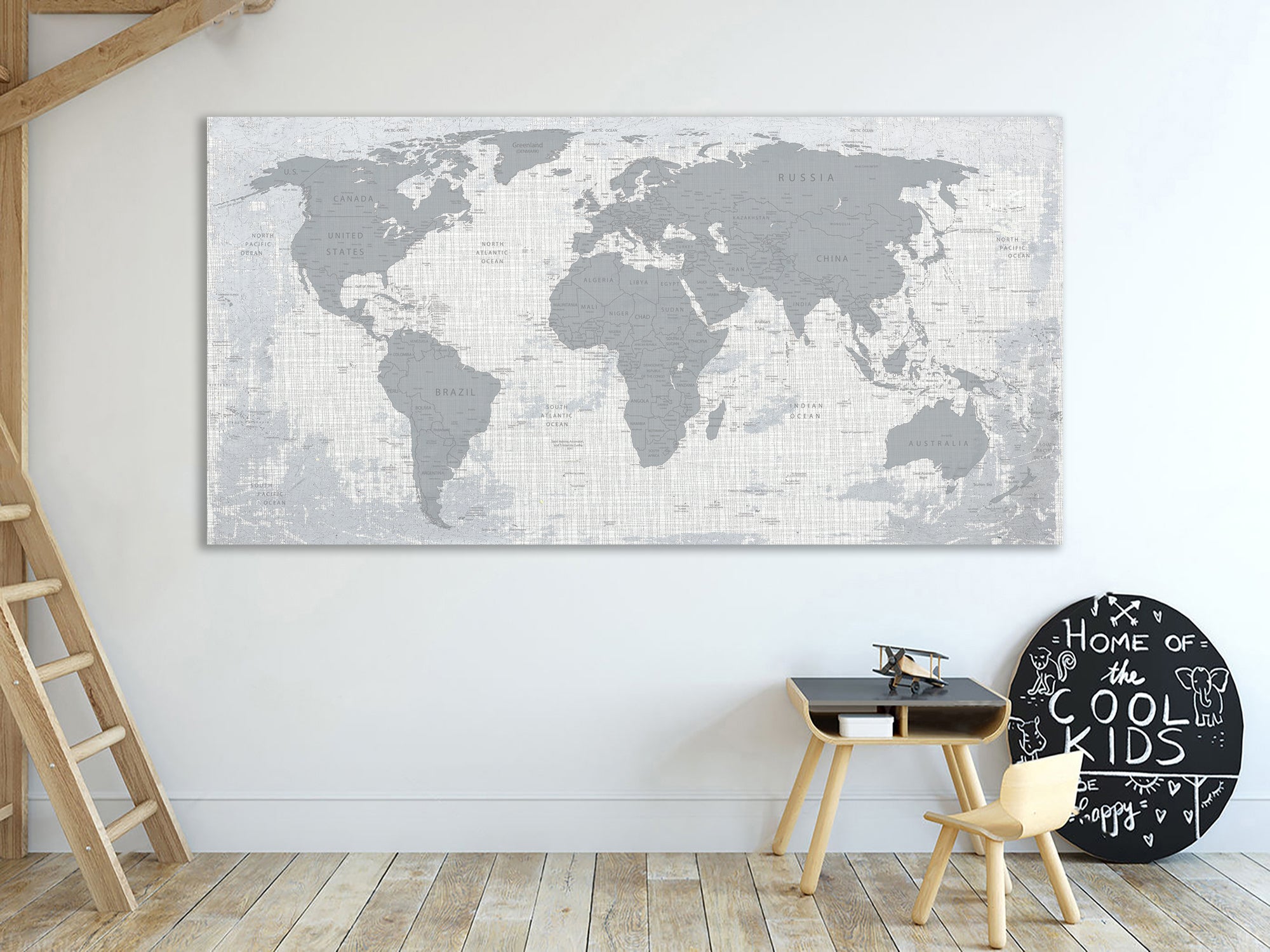 Мапа світу, друк на полотні