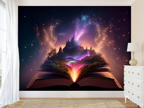 Фотошпалери з магічною відкритою книгою
