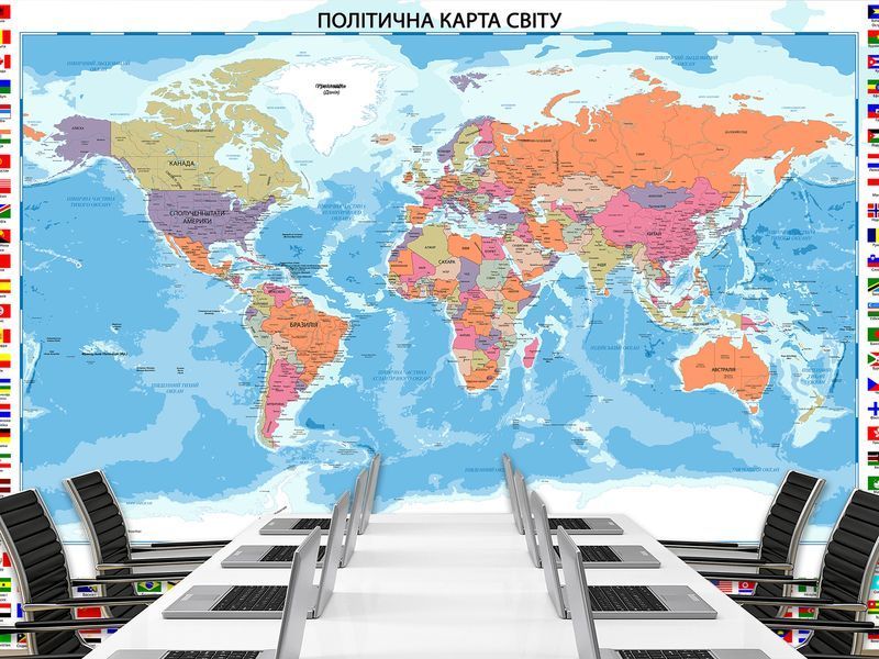Фотошпалери &laquo;Політична карта світу&raquo; &mdash; якісний флізеліновий декор для дому та офісу 180*120 см S5KM-021 фото