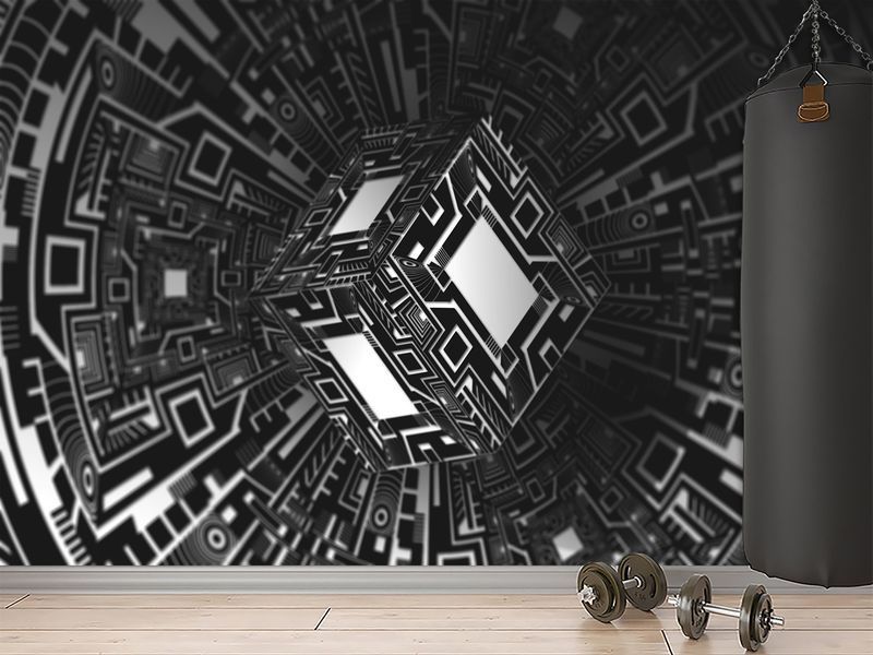 Фотошпалери 3D &laquo;Градієнтна Геометрія&raquo; &mdash; сучасний об'ємний принт на стіну для стильного геймерського простору 180*120 см S5OTR-022 фото