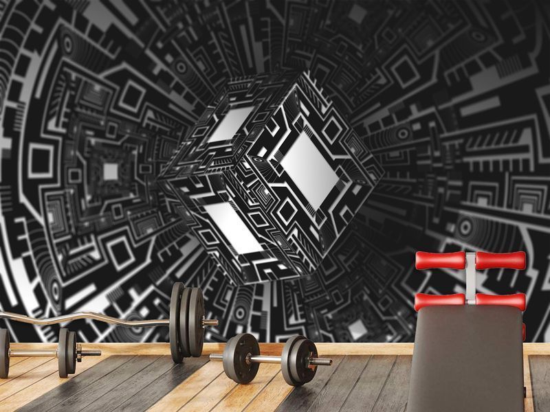 Фотошпалери 3D &laquo;Градієнтна Геометрія&raquo; &mdash; сучасний об'ємний принт на стіну для стильного геймерського простору 180*120 см S5OTR-022 фото