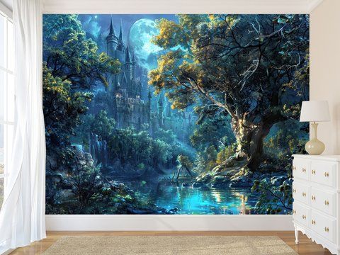 Еко-фотошпалери "Чарівний, магічний замок" &mdash; ефектний 3D декор для створення глибини інтер'єру 180*120 см S5KID-062 фото