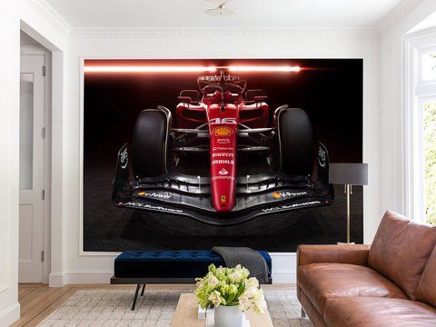 Фотошпалери &laquo;Ferrari: Червона стихія&raquo; &mdash; драйвовий 3D декор на плівці Oracal 180*120 S5CAR-019 фото