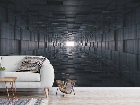 3D фотошпалери з глибоким білим тунелем і світлом