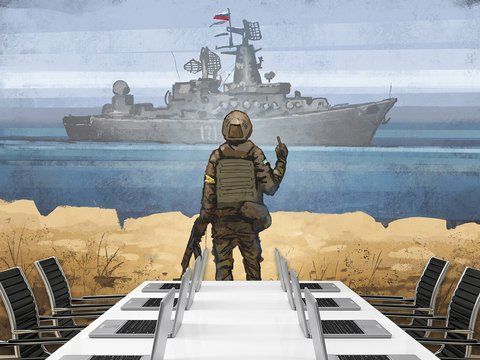 Флізелінові фотошпалери з малюнком 3д патріотичні "Російський військовий корабель" великі SPF-001/м фото