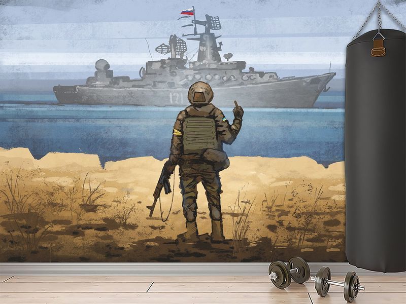 Флізелінові фотошпалери з малюнком 3д патріотичні "Російський військовий корабель" великі SPF-001/м фото