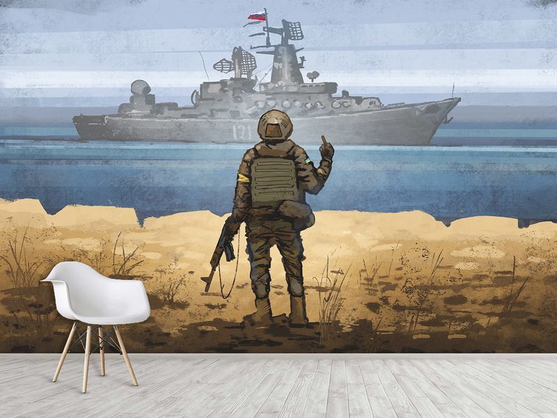 Самоклеюча плівка Oracal з малюнком 3д патріотичні "Російський військовий корабель" великі SPF-001/м фото