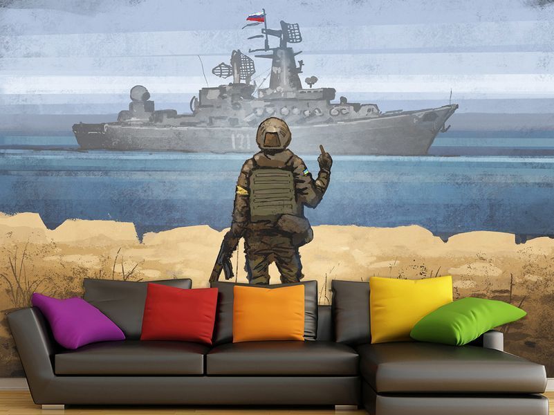 Самоклеюча плівка Oracal з малюнком 3д патріотичні "Російський військовий корабель" великі SPF-001/м фото