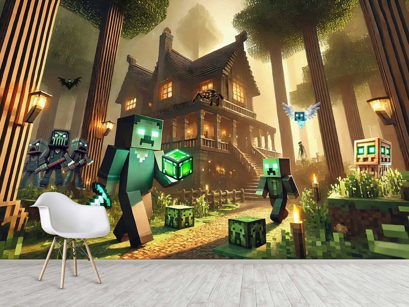 Плівка Oracal &laquo;Minecraft Таємничий ліс&raquo; &mdash; стильний вініловий декор для стін та геймерської зони підлітка 180*120 см S5KID-042 фото