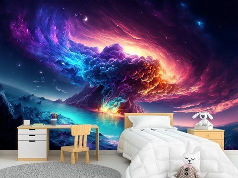 Фотошпалери з космічним пейзажем та океаном
