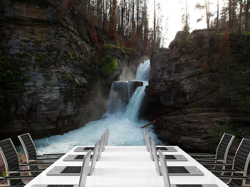 Флізелінові фотошпалери "Водоспад - душа гір" для вітальні, офісу S5NTR-084 фото