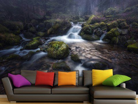 Флізелінові фотошпалери для дому "Гірський водоспад", декор для спальні, залу S5NTR-010/8 фото