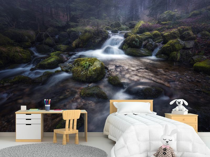 Флізелінові фотошпалери для дому "Гірський водоспад", декор для спальні, залу S5NTR-010/8 фото