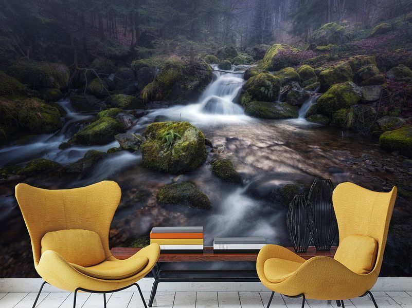 Флізелінові фотошпалери для дому "Гірський водоспад", декор для спальні, залу S5NTR-010/8 фото