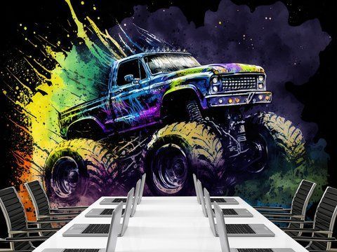 Фотошпалери &laquo;Енергія Монстр-трака&raquo; &mdash; драйвовий 3D акцент на плівці Oracal 180*120 S5CAR-020 фото