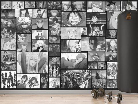 Арт-шпалери &laquo;Manga Noir&raquo; &mdash; стильний чорно-білий колаж на преміальному флізеліні 180*120 см SPF-080 фото