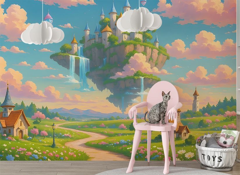 Фотошпалери &laquo;Замок у хмарах&raquo; &mdash; чарівний флізеліновий декор для дитячої кімнати 180*120 см S5KID-097 фото