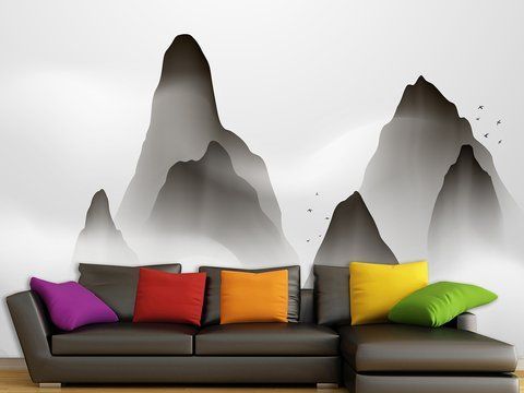 Фотошпалери для декору спальні, кухні, залу "Гори в тумані",флізелінові фотошпалери S5NTR-014 фото
