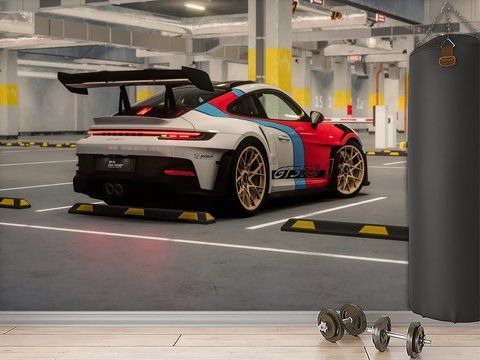 3D фотошпалери &laquo;Легендарний Porsche GT3 RS&raquo; для фанатів спорткарів &mdash; самоклеюча плівка Oracal 180*120 см S5CAR-015 фото