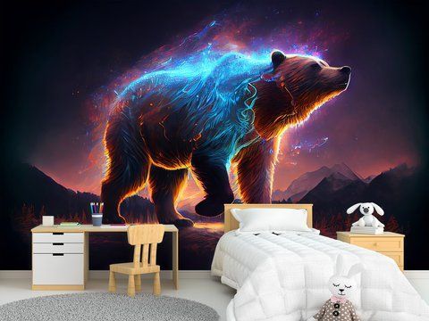 Фотошпалери з неоновим космічним ведмедем