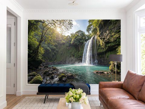 Самоклеюча плівка Oracal, "Проміння сонця крізь водоспад" декор для кімнати, будинку S5NTR-087 фото