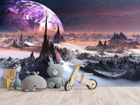 Космічні фотошпалери з фіолетовою планетою